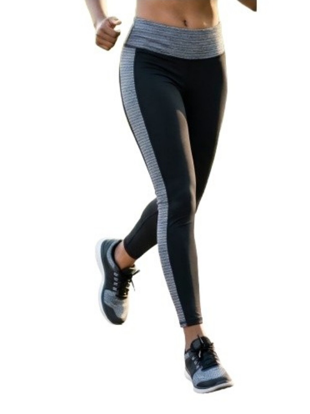 RBX Athletic Leggings Black Marled Sides Gym Fitness Workout